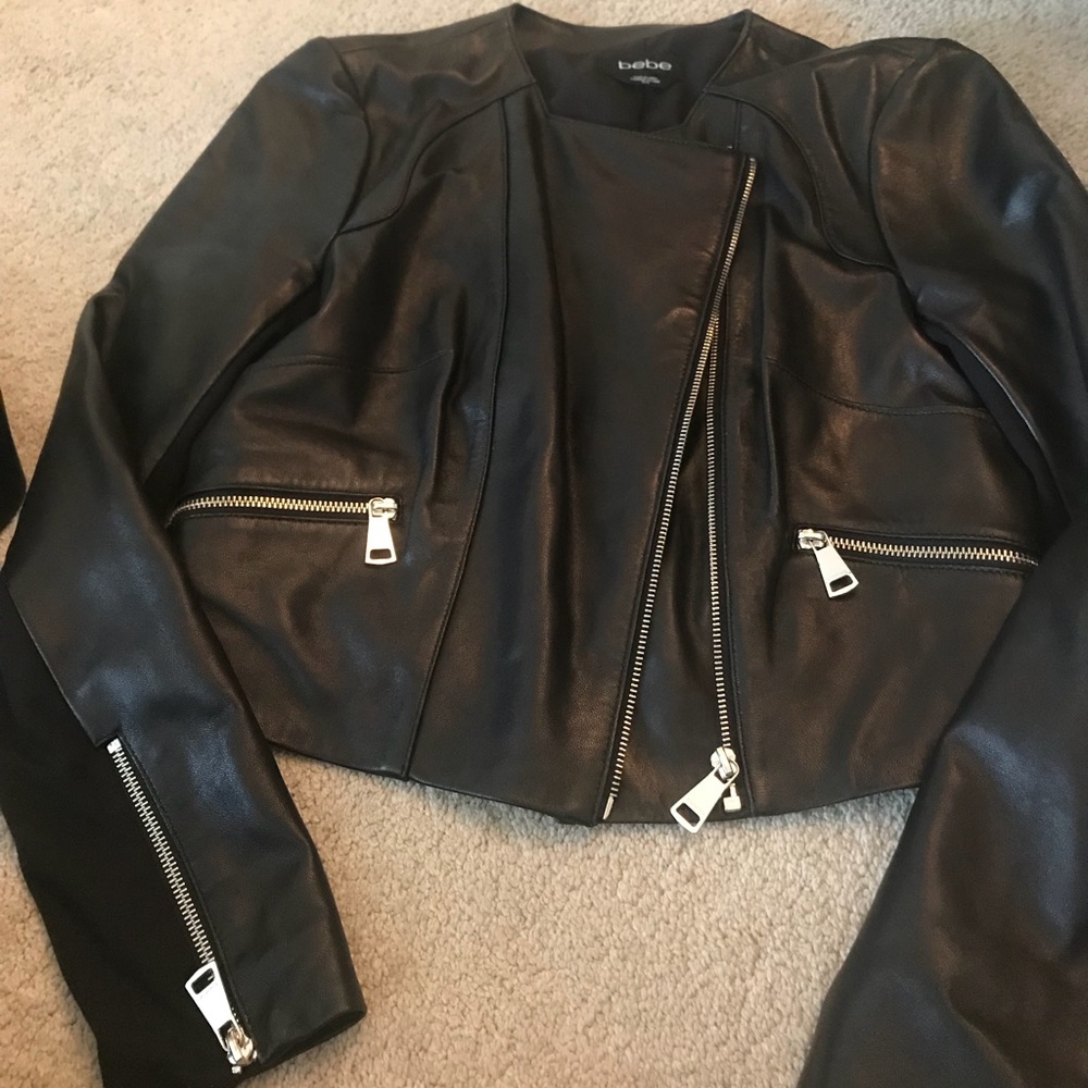 Bebe leather moto jacket